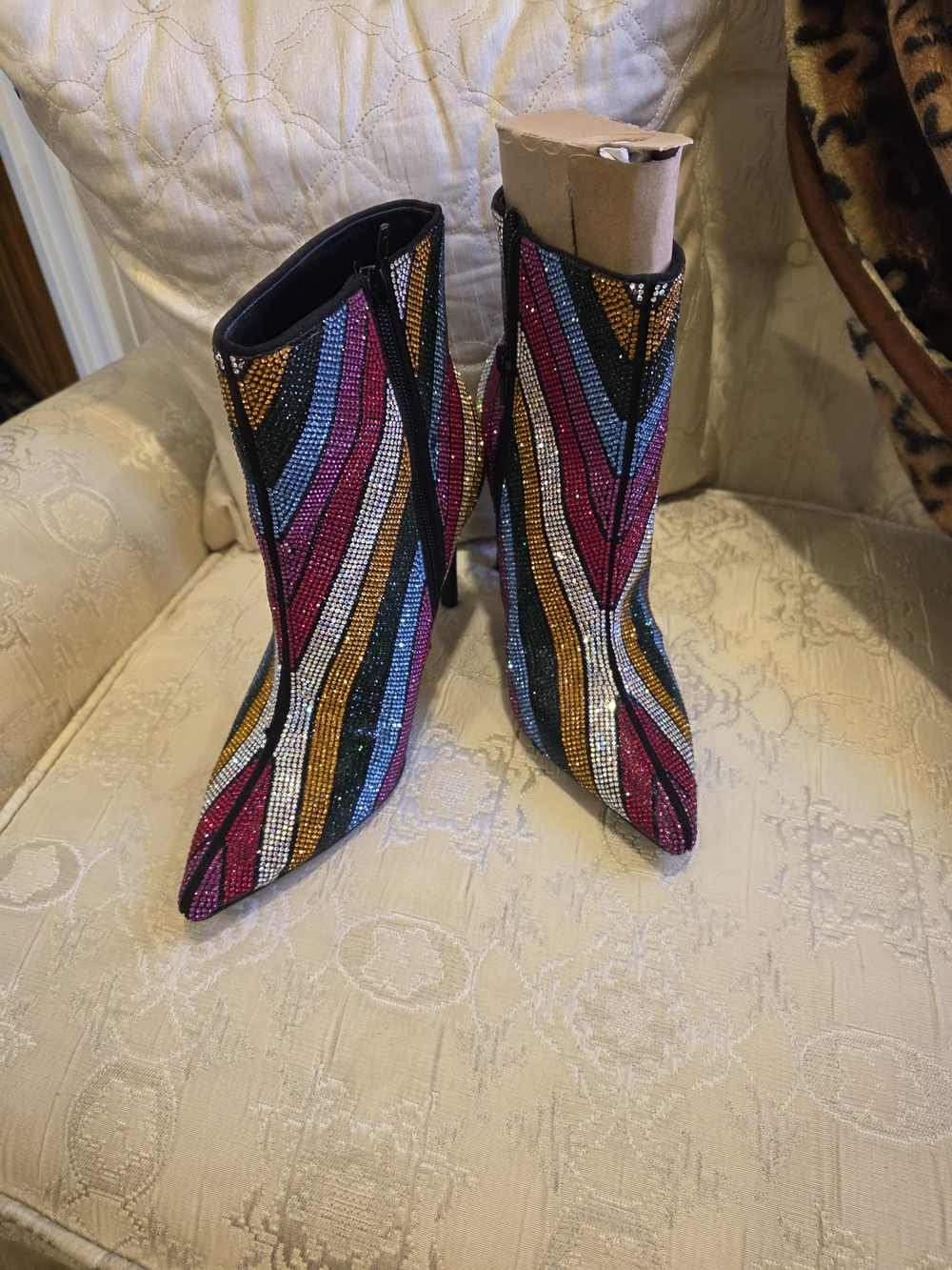 INC International Concepts Multicolor Beaded Pointed-Toe Ankle Boots